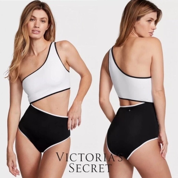 Victoria’s Secret nwt The Monokini one piece color block black white swim suit - Picture 4 of 10